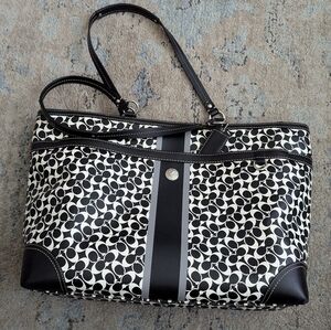 Coach Signature Shoulder/Baby Bag In Black and White